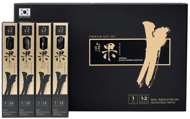 금흑 흑삼 하늘천과 흑삼정과 홍삼정과 답례품 명절선물 선물세트 600g, 1박스, 30g