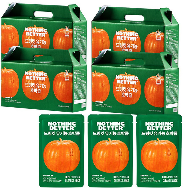 낫띵베럴 국산 프리미엄 유기농 과채주스 늙은호박즙 드링킷 임신 출산 성형 선물, 100ml, 96개