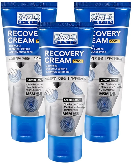[한번더 공식판매점] 아시자나요 리커버리 쿨크림 80ml MSM 보스웰리아 함유 스포츠 마사지크림 근육통 에뮤오일, 3박스, 1개입, MSM 보스웰리아함유 리커버리 쿨크림80mlX3개 아시 - 쿠팡