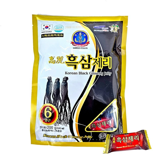 6년근 고려흑삼제리 Korean Black Ginseng Jelly, 6개, 200g - 쿠팡