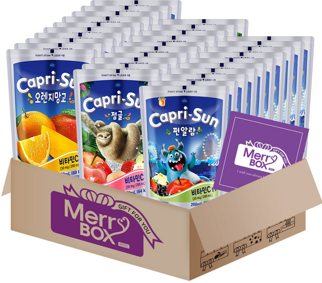 과즙음료 카프리썬 3종{정글x10+펀알람x10+오렌지망고x10}, 1세트, 200ml