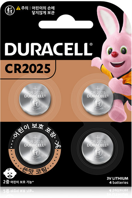 듀라셀 쓴맛코팅 리튬 코인건전지 CR2025, 4개입, 1개