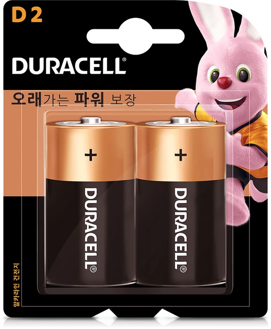 듀라셀 알카라인 D형 건전지, 2개입, 1개 - 쿠팡