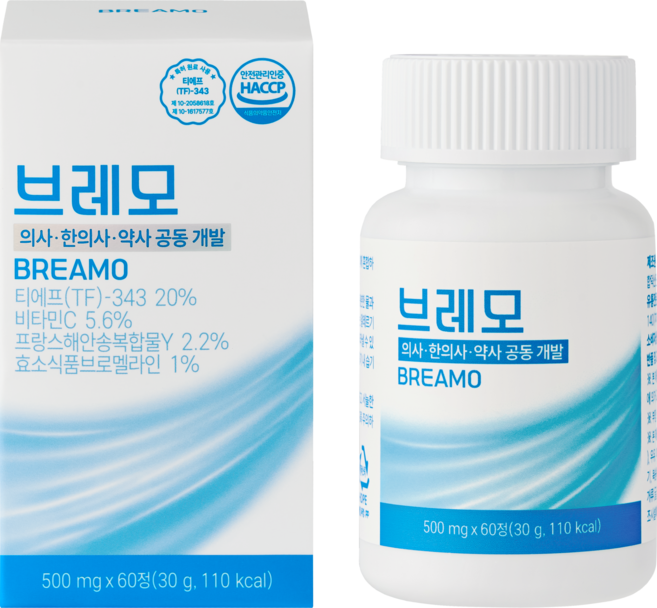 [류케어 브레모][의사약사 공동개발] 에어 리프레시 특허원료 TF343 퀘르세틴 브로멜라인 베타글루칸 함유, 1개, 60정