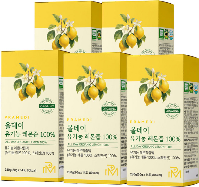 프라메디 매일 1레몬 올데이 유기농 레몬즙 100%, 5개, 280g