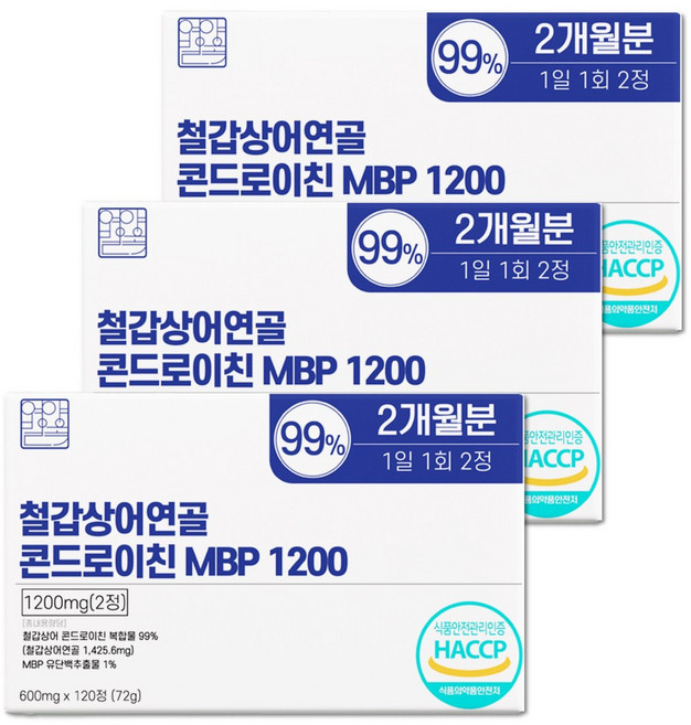 영양별곡 철갑상어 콘드로이친 1200 MBP 식약청 HACCP 인정, 120정, 3개