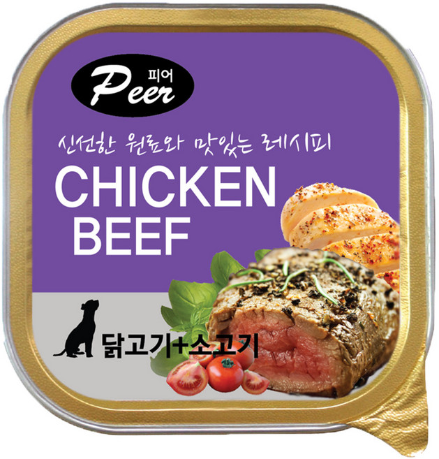 강아지 주식 캔 간식 습식 애견 노견 통조림, 닭고기 + 소고기 혼합맛, 12개