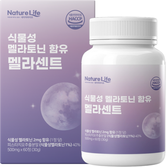 식물성 멜라토닌 2mg 함유 멜라센트 식약청 HACCP 인증, 1개, 60정