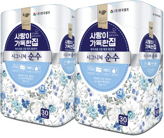 한국펄프 시그니쳐 순수 화장지 30m, 30개입, 2개