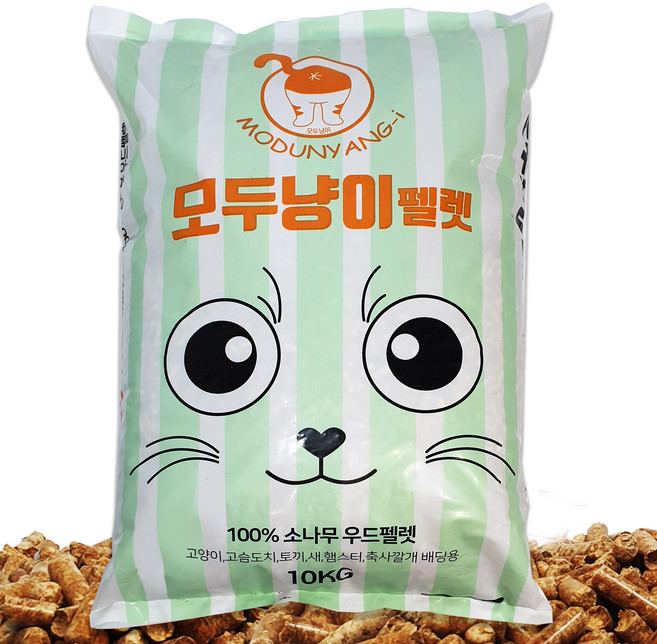 (모두팜) 모두냥이 모음 반려동물 배딩용 펠렛 우드펠렛 고양이 화장실 고양이 모래, 1개