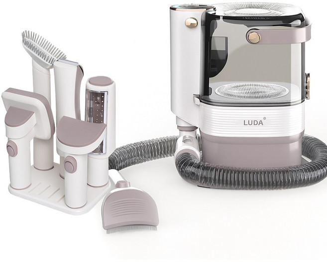 루다 펫클린 올인원 반려동물 진공 흡입 미용기, 1개, GDV06 모카베이지
