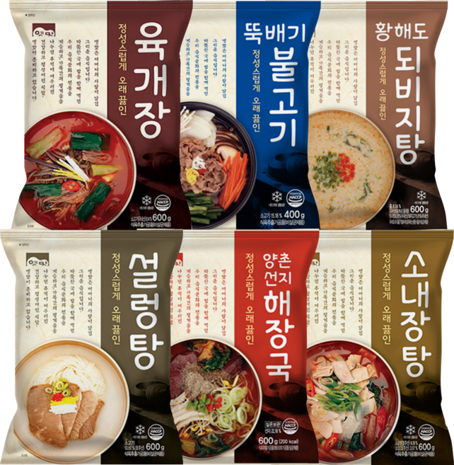 고향식품 옛맛 6종 세트 (육개장 600g+되비지탕 600g+설렁탕 600g+선지해장국 600g+소내장탕 600g+뚝배기불고기 400g), 1세트, 3.4kg