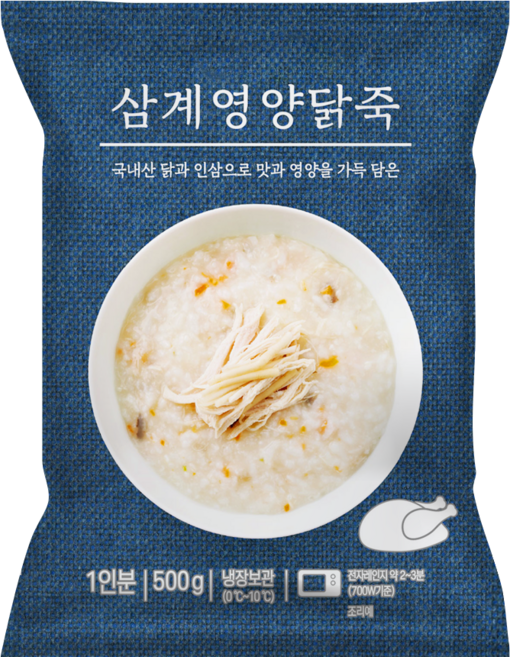 새싹푸드 삼계영양닭죽 500g 냉장 간편죽 건강 영양식 아침 식사대용 파우치 죽 간식 대용량 업소용 식당용, 1개