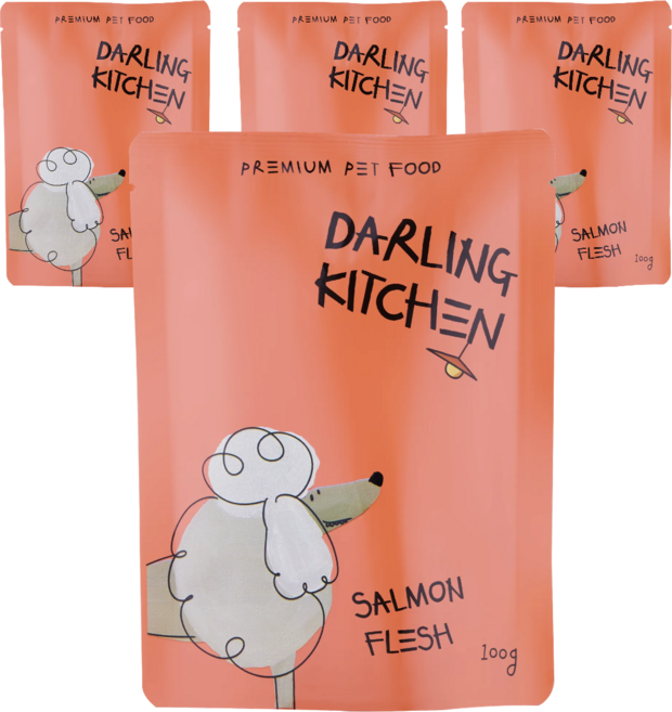 달링키친 전연령 강아지 자연화식 사료, 연어, 400g, 3세트