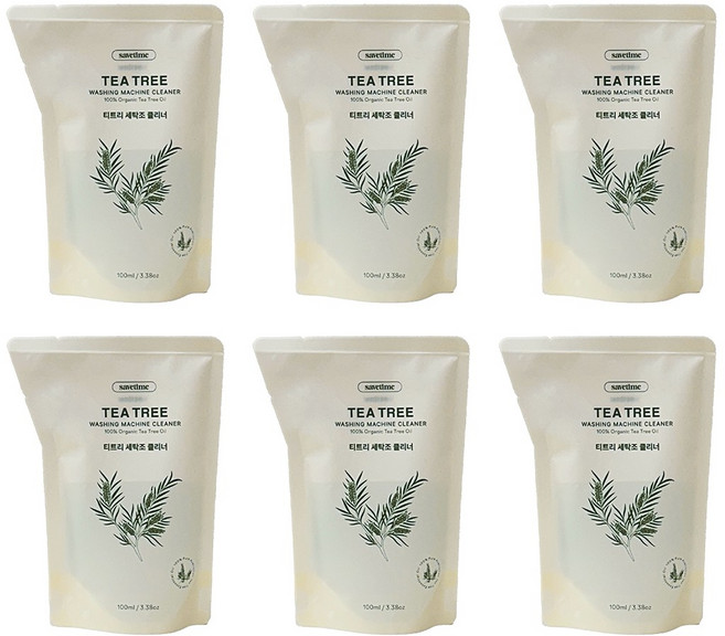 세이브타임 티트리 세탁조 클리너 6개 일반 드럼 통돌이 세탁기 통세척 청소 세제, 100ml