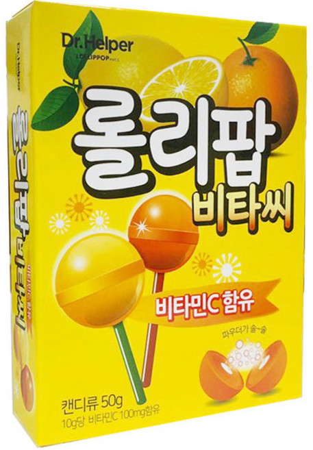 비타민C - 롤리팝 비타씨 막대 사탕 오렌지 - 1갑 5개입 x 3갑, 50g, 3개