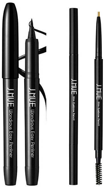 제이뮤 1+1번짐없는 아이라이너+브로우 펜슬, 펜 블랙+슬림 3호, 1개