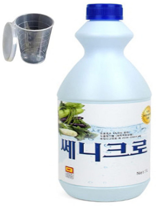 과일야채 소독제 쎄니크로 + 미니 계량컵 50ml 세트, 1개, 1L
