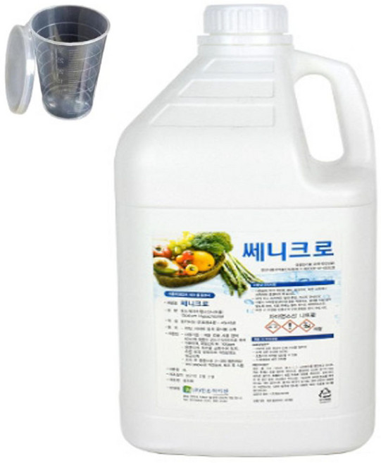 과일야채 소독제 쎄니크로 + 미니 계량컵 50ml 세트, 1개, 4L