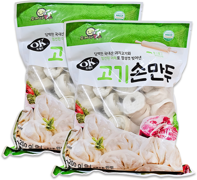 아무때나 먹기 좋은 맛있는 고기손만두 정성껏 만든 푸드짱, 1.2kg, 2개