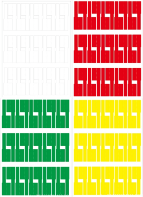 케이블 전선 네임택 라벨 스티커 레드+화이트+그린+옐로, 120매
