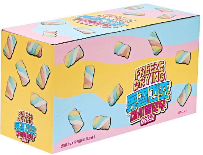 동결건조 마시멜로우 캔디 트위스트 108g (9gx12개입) 딸기맛 디저트 어린이간식 사탕, 9g, 12개
