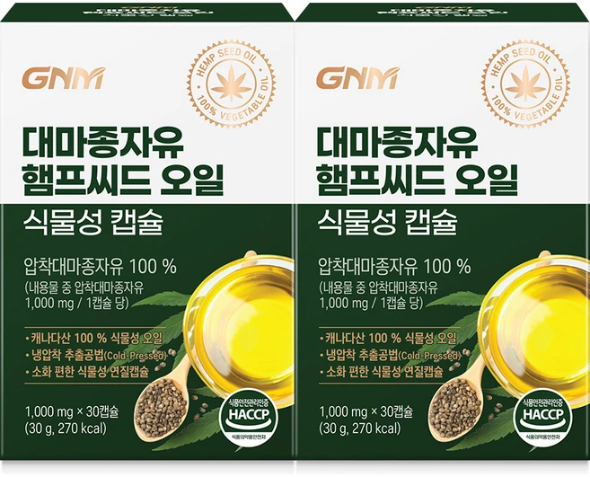 자연의품격 대마종자유 햄프씨드 오일 식물성 캡슐 30g, 30정, 2개 - 쿠팡