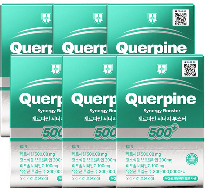 퀘르파인 시너지 부스터 퀘르세틴 브로멜라인 소포레틴 케르세틴 퀘르틴산 특허 유산균, 6박스, 21회분