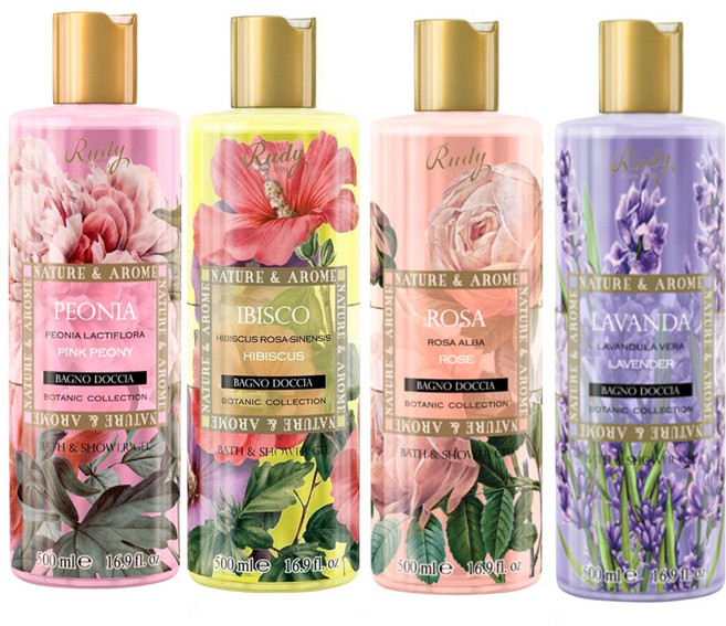 [루디프로푸미/이탈리아] 네추라 앤 아로마 바스 앤 샤워젤 바디워시 바디클린져 500ml 5종 + 샤워볼 사은품, 1개, 로즈