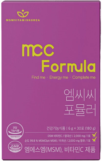 엠씨씨포뮬러 MSM과 비타민C 함유 하루 한 포로 간편하게 관절건강 면역력 강화를 경험하세요., 3박스, 180g - 쿠팡