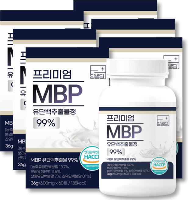 MBP 유단백추출물 엠비피 99% 산양유 콘드로이친 1200 무부형제 HACCP 식약청인증, 6개, 60정