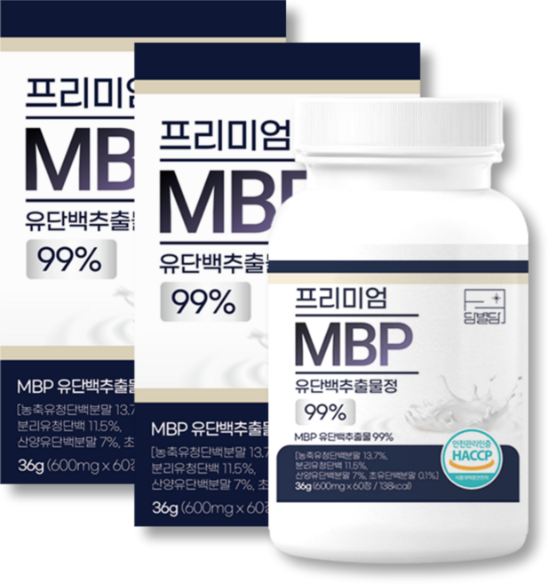 MBP 유단백추출물 엠비피 99% 산양유 콘드로이친 1200 무부형제 HACCP 식약청인증, 2개, 60정