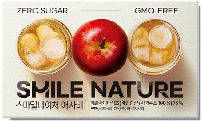 이탈리아산 원료 스마일네이쳐 애사비 스틱 400g 핏업 애플사이다비니거 유기농 사과식초 유기농애사비, 20개, 20g - 쿠팡