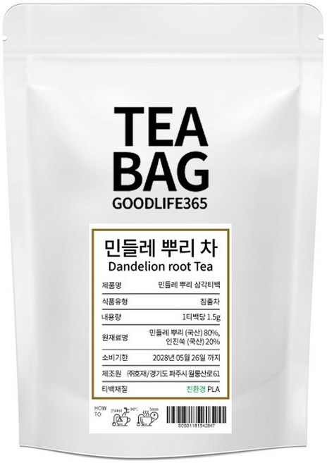 굿라이프365 민들레뿌리차 삼각티백 100개입, 1개, 1.5g