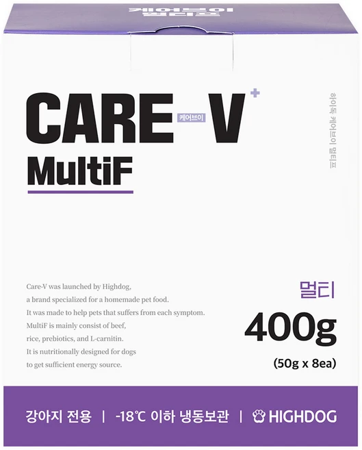 하이독 생후 3개월령 이상 강아지 케어브이 멀티프 냉동 화식사료, 소, 400g, 1개 - 쿠팡