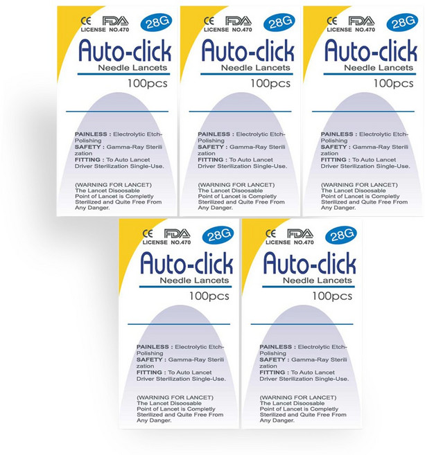 새한메드 오토클릭 란셋 28G 100pcs(아큐첵 소프트클릭스호환) 채혈침, 100개입, 5개