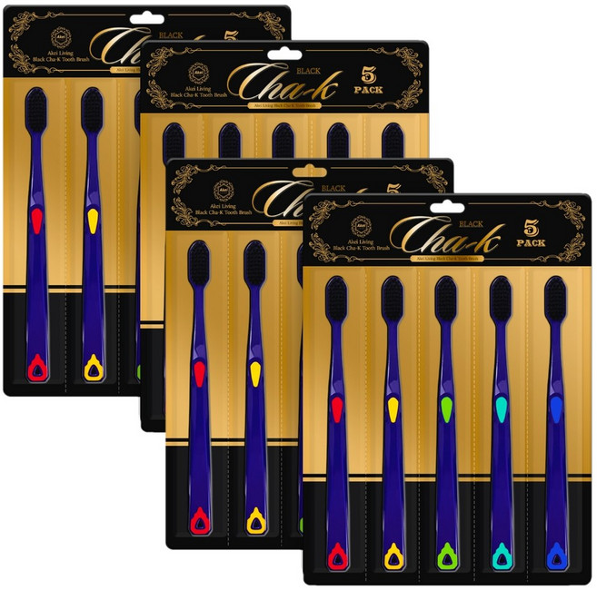 아케이 리빙 블랙 차크 칫솔 세트, 5개입, 12개