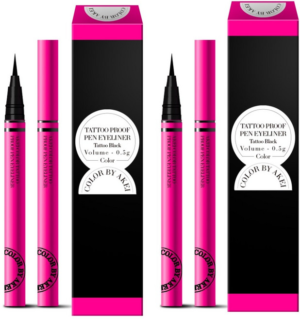 아케이 컬러 타투프루프 펜아이라이너 0.5g, 2개, 타투블랙