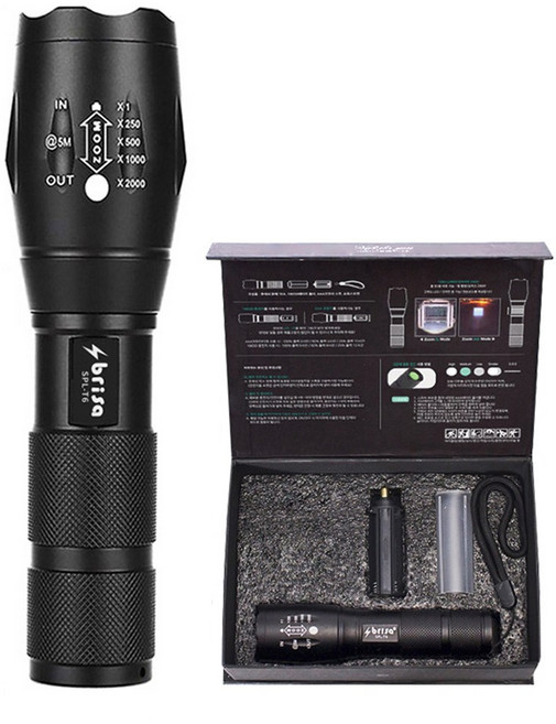 브리사 LED 후레쉬 고휘도 1300루멘 랜턴 SPL-T6 + 전용케이스, 1세트