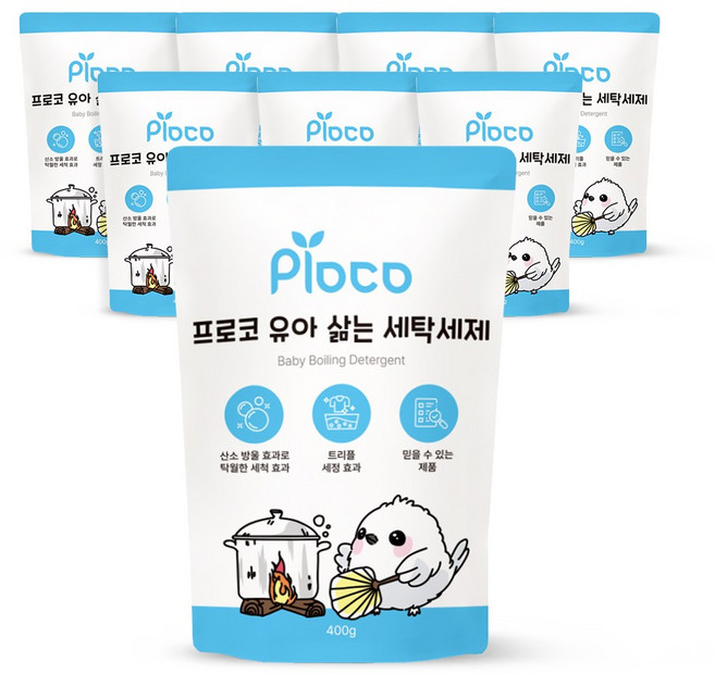 프로코 유아 삶는 세탁 세제 리필, 400g, 8개