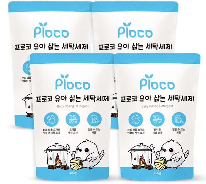 프로코 유아 삶는 세탁 세제 리필, 400g, 4개