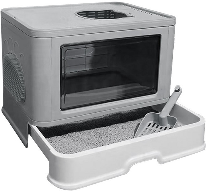 딩동펫 매직 후드 고양이 화장실, 그레이, 1개