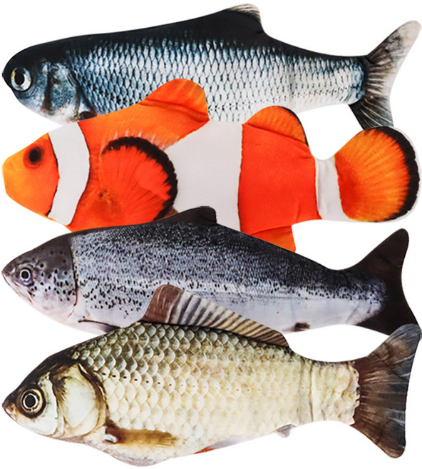 딩동펫 반려동물용 움직이는 파닥피쉬 자동장난감 4개, 202001, 혼합색상, 1세트