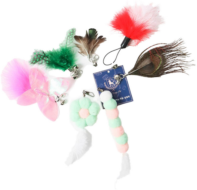 딩동펫 고양이 낚싯대 리필 깃털 7종, 혼합색상, 1세트