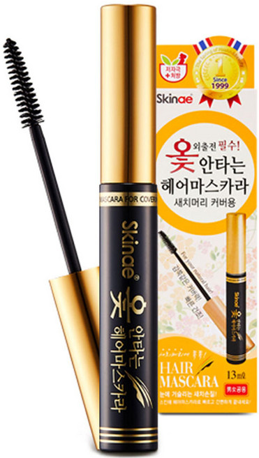 스킨애 옻안타는헤어마스카라 흰머리 새치머리 커버, 흑갈색, 3개