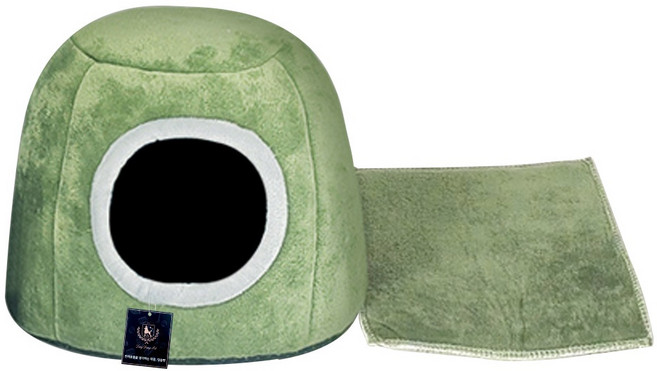 딩동펫 소동물 둥지나무 숨숨 하우스 + 방석 세트, 그린, 1세트