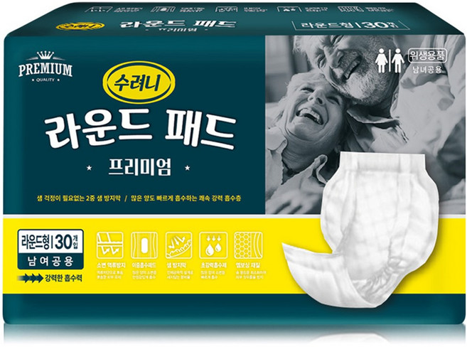 수려니 라운드형 패드 프리미엄 성인용기저귀 30매, FREE(onesize), 30매입, 4세트
