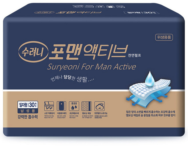 수려니 포맨액티브 남성용기저귀 성인용 속기저귀, 30매입, 4개
