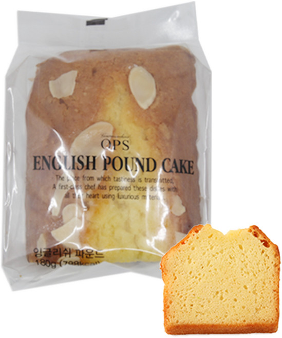 [옵스] 잉글리쉬 파운드 (반피스) 고급 수제 디저트 간식 영국식 전통 파운드케익 선물세트, 1개, 180g