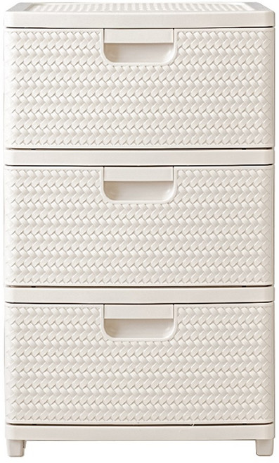 아임홈리빙 라탄 플라스틱 3단 서랍장, 아이보리, 1개